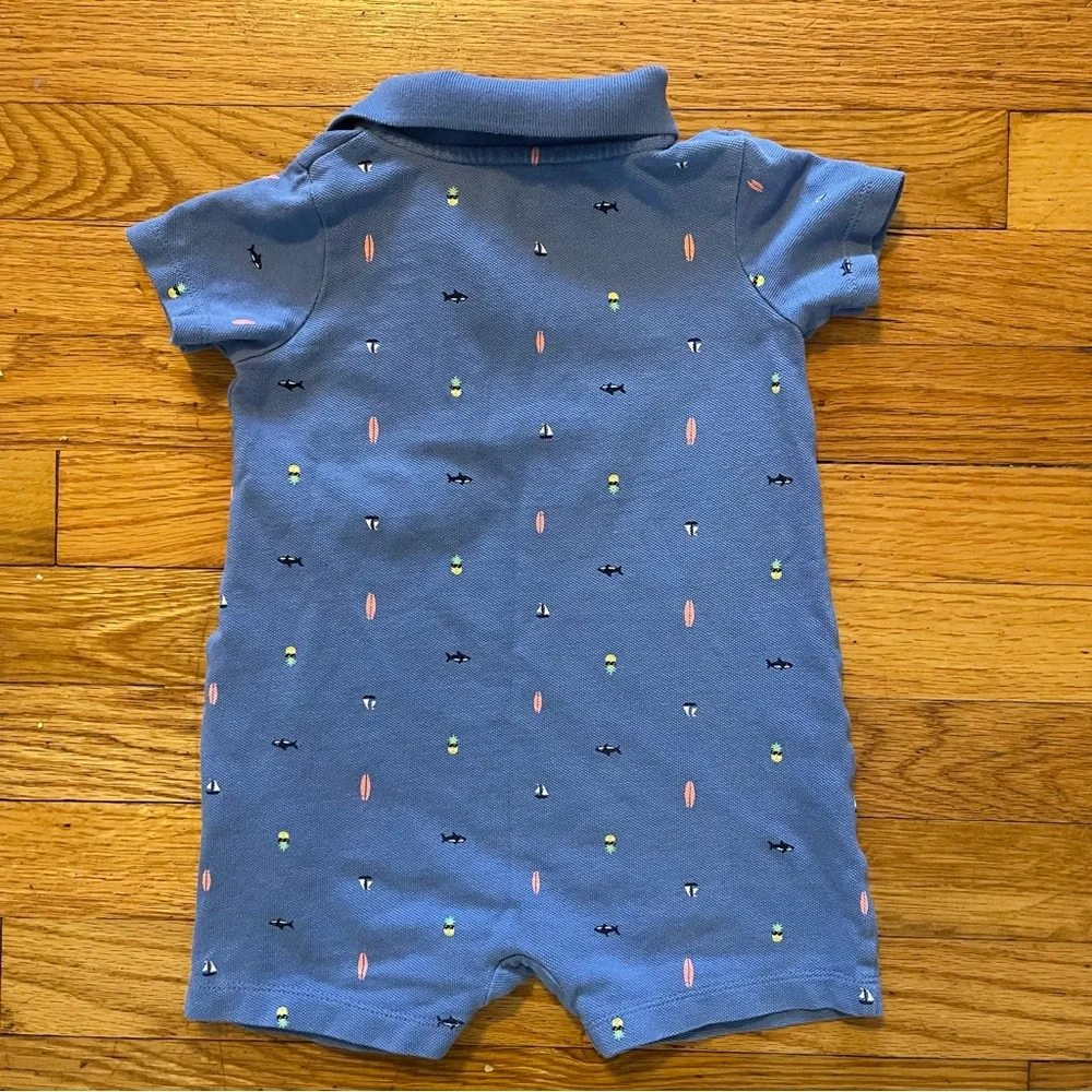 Carter’s | Blue Polo Romper with Nautical Print